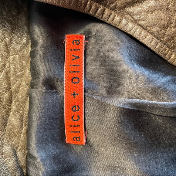 Alice + Olivia Brown Leather Jacket Extra Small - Picture 5 of 6
